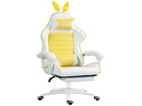 Racing Gaming Chair, Reclining PU Leather Computer Chair with Removable Rabbit Ears, Footrest, T3398P329918