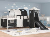 Kids'Loft Bed Frame White and Black 100 x 200 cm Metal 42020897