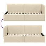 Corner Bed Frame with Headboard Cream 80 x 200 cm Fabric 42016453