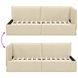 Corner Bed Frame with Headboard Cream 80 x 200 cm Fabric 42016453