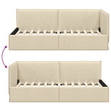 Corner Bed Frame with Headboard Cream 90 x 200 cm Velvet 42016469