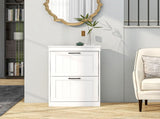 Two-Drawer Minimalistic Shoe Storage Cabinet, for 10 Shoes, White T3398P329448