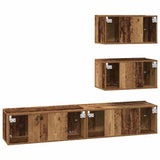 TV Cabinet Set Wall-mounted 4 pcs Old Wood Engineered Wood 3393393