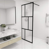 Walk-in Shower Wall with Tempered Glass Black 80x195 cm 149152
