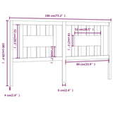 Headboard Grey 186x4x100 cm Solid Wood Pine 818687