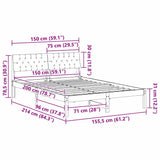 Bed frame Brown and dark grey 150 x 200 cm Solid pine wood 878600