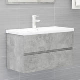 Sink Cabinet with Built-in Basin Concrete Grey Engineered Wood 3071643
