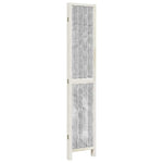 Room Divider 4 Panels White Solid Wood Paulownia 358675