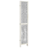 Room Divider 4 Panels White Solid Wood Paulownia 358675