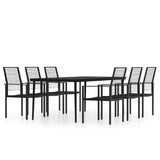 7 Piece Garden Dining Set Black 3099207