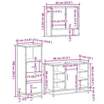 ZNTS 3 Piece Bathroom Furniture Set Black Engineered Wood 3301060