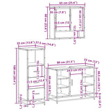 ZNTS 3 Piece Bathroom Furniture Set Black Engineered Wood 3301060