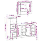 ZNTS 3 Piece Bathroom Furniture Set Smoked Oak Engineered Wood 3301062