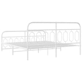 Metal Bed Frame without Mattress with Footboard White 183x213cm 377189