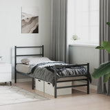 Metal Bed Frame without Mattress with Footboard Black 80x200cm 355374