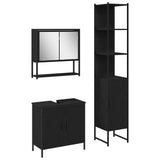 Bathroom Furniture Set with Door 3 pcs Black 33 x 33 x 185.5 cm 3334362