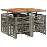 9 Piece Garden Dining Set with Cushions Grey Poly Rattan 3210782