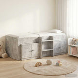 Loft Bed Frame with Cabinet 3 pcs Concrete Grey Engineered Wood 3423377