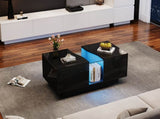 Led Coffee with 2 Drawer Storage, High Gloss Coffee for Living Room Unique Shape Centre N605P287896B