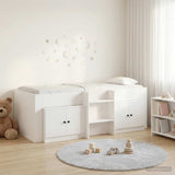 Loft Bed Frame with Cabinet 3 pcs White Engineered Wood 3423358