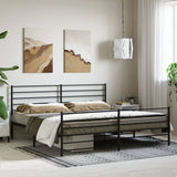 Metal Bed Frame without Mattress with Footboard Black 200x200cm 352344