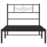 Metal Bed Frame without Mattress with Headboard Black 90x190cm 355259