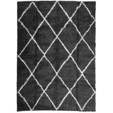 Shaggy Rug PAMPLONA High Pile Modern Black and Cream 240x340 cm 375417