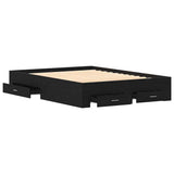 Bed Frame with Drawer Black Oak 140 x 200 cm Engineered Wood 3333968