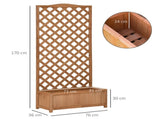 53L Garden Wooden Planter Box with Trellis Free Standing Flower Raised Bed with Lattice for Climbing T3398P313618