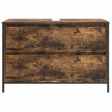 Bathroom Basin Cabinet with Drawers Smoked Oak 90x34.5x60 cm 861879