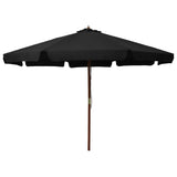Garden Parasol Black Polyester, Laminated Bamboo, Hardwood Large 47218