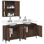 ZNTS 3 Piece Bathroom Cabinet Set Brown Oak Engineered Wood 3214734