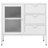 Sideboard White 75x35x70 cm Steel and Tempered Glass 336074