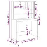 Desk with Shelves Concrete Grey 102x45x148 cm Engineered Wood 823004