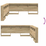 Storage Headboard with Shelf Sonoma Oak 200 cm Engineered Wood 3335471