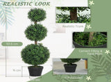Set of 2 Decorative Artificial Trees, Topiary Ball-shaped Boxwood Trees in Pot, Fake Plants for Home T3398P343145