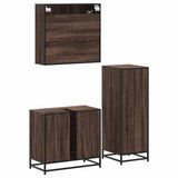 3 Piece Bathroom Furniture Set Brown Oak Engineered Wood 3301009
