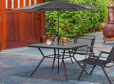 Square Outdoor Table, Patio Bistro Coffee Table with Faux-marbled Top and 42mm Umbrella Hole for T3398P322144