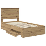 Bed Frame with Drawer Artisan Oak 100 x 200 cm Engineered Wood 3411349