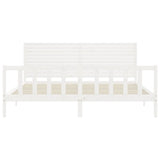 Bed Frame without Mattress White Super King Size Solid Wood Pine 3193222