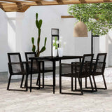 Dining Set Black Powder-coated steel, glass, PVC rattan Medium 3099157