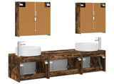 Bathroom Cabinet Set 5 pcs Smoked Oak Engineered Wood 3406571