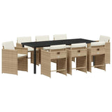 Garden Dining Set 9 pcs Beige Poly Rattan 3380704
