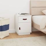 ZNTS Bedside Cabinet White 40x34x55 cm Solid Wood Pine 818307