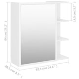Bathroom Mirror Cabinet White 62.5x20.5x64 cm Engineered Wood 803308