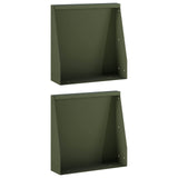 Retaining Wall 2 pcs 40 x 12 x 30 cm Steel Olive Green 8015244