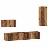 Wall TV Cabinet Wall-mounted 4 pcs Old Wood Engineered Wood 3393465