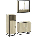 ZNTS 3 Piece Bathroom Furniture Set Sonoma Oak Engineered Wood 3300976