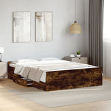 Bed Frame with Drawers without Mattress Smoked Oak 140x190 cm 3280311