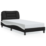 Bed Frame without Mattress "Hvar" Black and White 90x190 cm Single Faux Leather 3208049